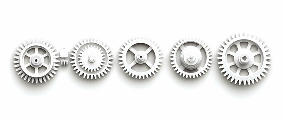 Abstract White Gears Interlocking