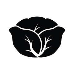 cabbage vector silhouette icon - perfect for food, farming, or nutrition concepts.