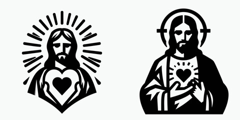 The Jesus Holding a Heart. Christian Art Nativity Crucifix Divine Salvation. Saviors sacred compassion faith depiction with core emblem of devotion.