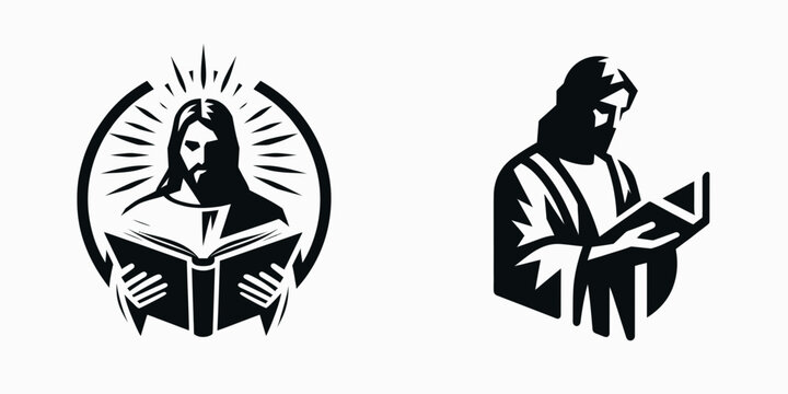 The Jesus Opening Bible. Christian Art Nativity Crucifix Divine Salvation. Christ unveiling scripture revelation holy doctrine & sacred testament.