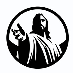 Fototapeta premium The Jesus Reaching Out Hand. Christian Art Nativity Crucifix Divine Salvation. Saviors extending palm grace aid charity rescue hopes promise.