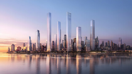 Sunrise Over Modern City Skyline