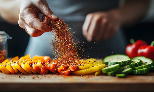 Chef prepping colorful vegetables for healthy cooking
