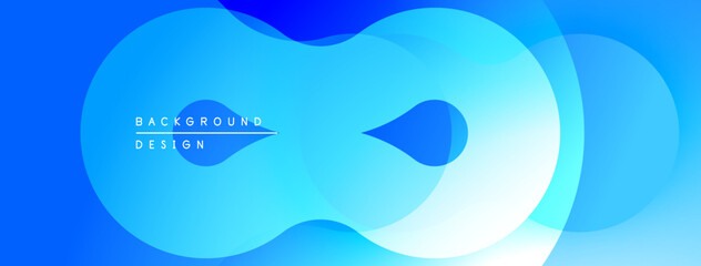 Abstract blue shapes overlap, creating dynamic background. Smooth gradients suggest depth, modern aesthetic. Minimalist design.