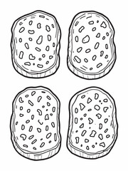 fried potatoes line art simple black white drawing.eps
