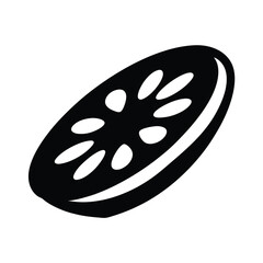 cucumber slice vector silhouette icon - perfect for food, farming, or nutrition concepts.