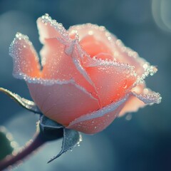 Morning dew on pink rose botanical garden close-up photography natural environment serene viewpoint