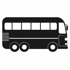 Black school bus icon vector on white background.