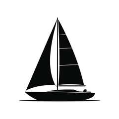 Black Silhouette of a Sailboat on White Background