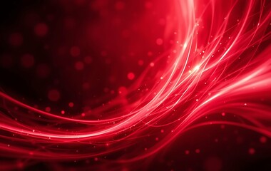 abstract red background with glowing lines and bokeh - holiday background