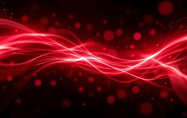 abstract red background with glowing lines and bokeh - holiday background