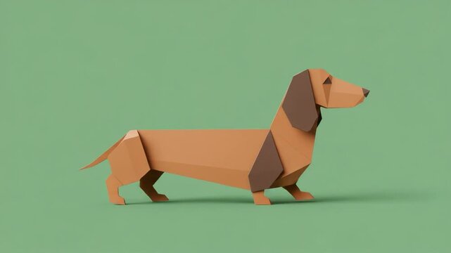 Low-Poly Dachshund Dog: A 3D Render of an Adorable Canine