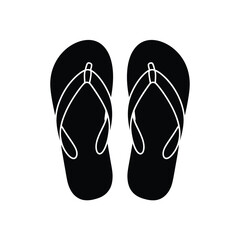 Pair of Simple Black Flip Flops Summer Beach Sandals Icon
