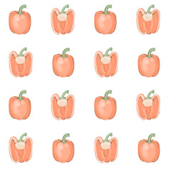 Seamless pattern with red bell peppers