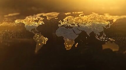 Global data map, golden illuminated
