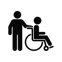 Person Assisting Someone in a Wheelchair Simple Icon