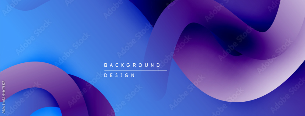 Aufkleber abstract fluid shapes, vibrant blue purple gradients. modern design element, smooth curves, dynamic 