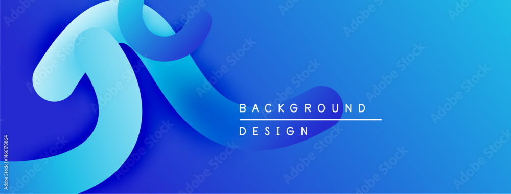 Poster abstract blue design features flowing shapes, gradients. modern background evokes movement, depth, s
