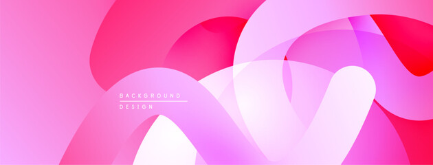 Abstract pink background. Overlapping shapes create dynamic visual effect. Smooth gradients, modern design elements present.