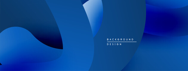 Naklejka premium Abstract blue shapes overlap creating dynamic background. Smooth gradients suggest depth, modern design aesthetic.