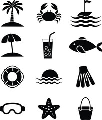 Summer Silhouette Vector Graphics Sun Beach Plants and More