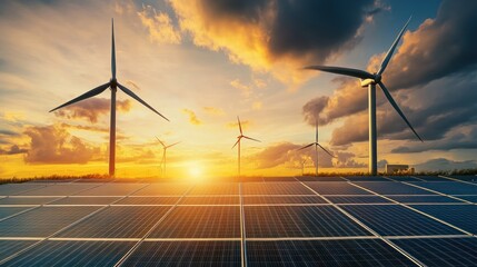 Renewable energy at sunset