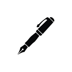 Simple Black Fountain Pen Icon Isolated on White Background