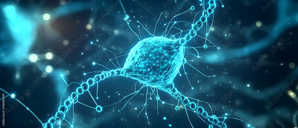 Poster abstract glowing neuron synapse