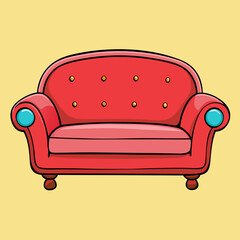 red sofa isolated on white background