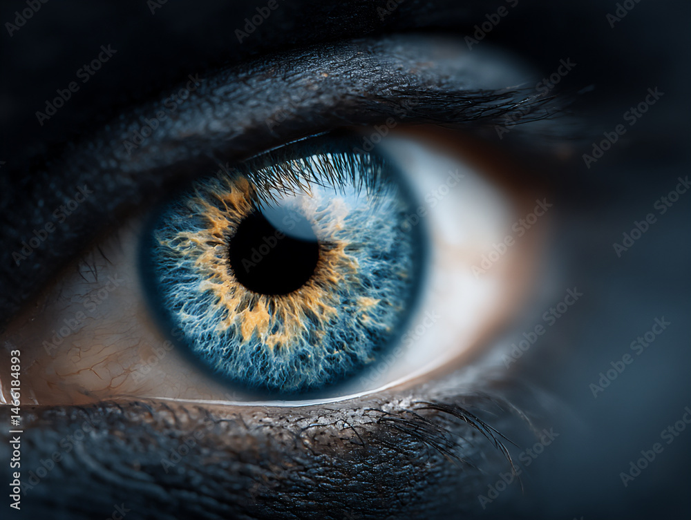 Poster a 3d rendering showcasing a series of abstract eyes, each with increasingly complex digital irises, 