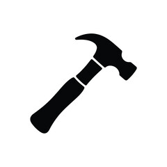 Simple Black Silhouette Icon of a Claw Hammer Tool