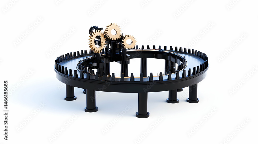 Poster abstract circular structure with interlocked gears