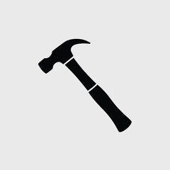 Simple Black Hammer Icon Isolated on White Background
