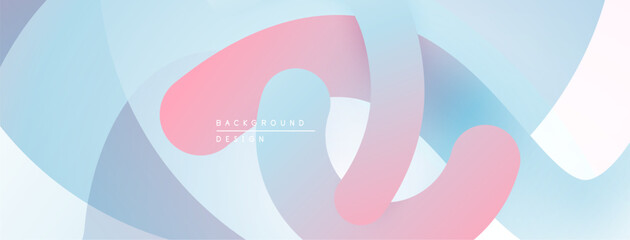 Abstract flowing shapes, pastel colors create modern background. Soft gradients, smooth transitions define design elements.