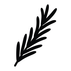 Fototapeta premium rosemary sprig vector silhouette icon - perfect for food, farming, or nutrition concepts.