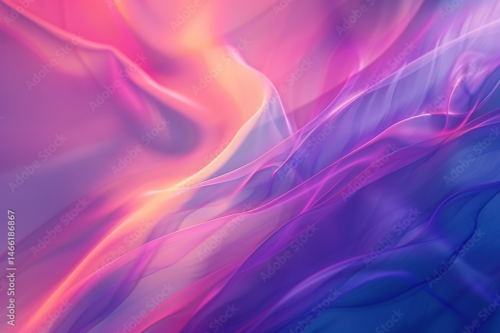 Poster abstract waves of blended colors a gradient of pink purple and blue creating a dynamic effect