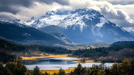 A view of the breathtaking Los Nevados National Park, with snow-capped peaks and high-altitude lakes