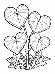Heartleaf Begonia Line Art Simple Clean Fast Style.eps