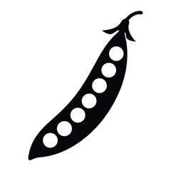 snap peas vector silhouette icon - perfect for food, farming, or nutrition concepts.