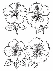 Hibiscus flowers line art abstract floral line drawing.eps