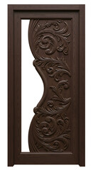 Ornate Carved Wooden Door Interior Design Entrance Door Home Decor on white background