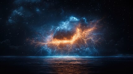 Dramatic Lightning Strike over Ocean