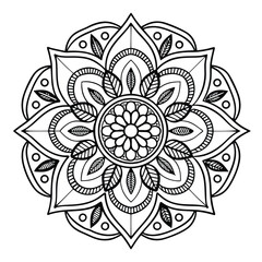 Circular pattern in the form of a mandala. Henna tattoo mandala. Mehndi style. Decorative pattern in oriental style. Coloring book page.
