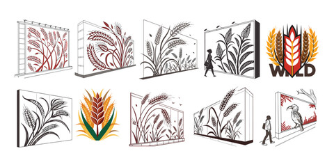 Obraz premium Wildgrain Wall Art set– Handcrafted Rustic Wood Wall Decor for Boho, Farmhouse & Modern Homes, wildgrain wall art, rustic wall decor, boho wooden wall art, natural grain artwork, farmhouse wall wood. 