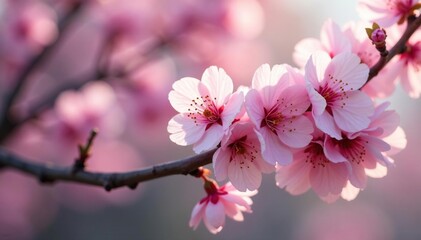 Obraz premium Delicate pink cherry blossoms, soft petals, intricate branches , background, cherry