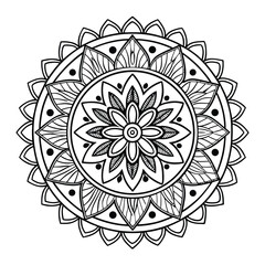 Circular pattern in the form of a mandala. Henna tattoo mandala. Mehndi style. Decorative pattern in oriental style. Coloring book page.