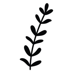 thyme sprig vector silhouette icon - perfect for food, farming, or nutrition concepts.