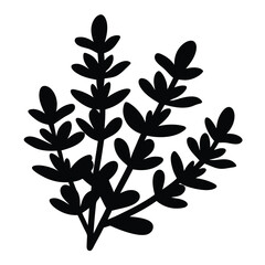 thyme sprig vector silhouette icon - perfect for food, farming, or nutrition concepts.
