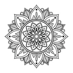 Circular pattern in the form of a mandala. Henna tattoo mandala. Mehndi style. Decorative pattern in oriental style. Coloring book page.
