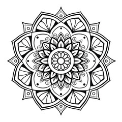 Circular pattern in the form of a mandala. Henna tattoo mandala. Mehndi style. Decorative pattern in oriental style. Coloring book page.